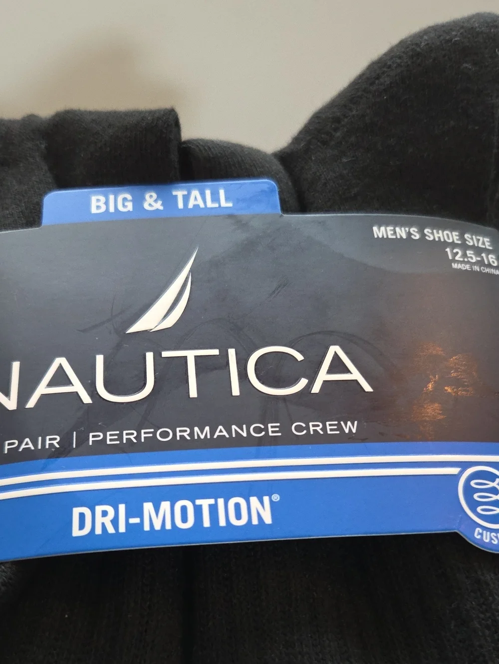 Brand new Nautica Men's Black Performance Crew Socks - 6 Pair (Big & Tall)